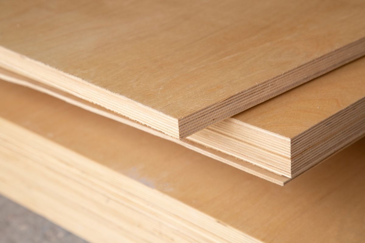 Stacked Baltic birch plywood sheets showcasing layered edges.