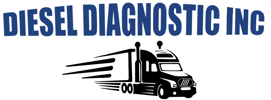 A black silhouette of a semi-truck with motion lines below the navy blue text 