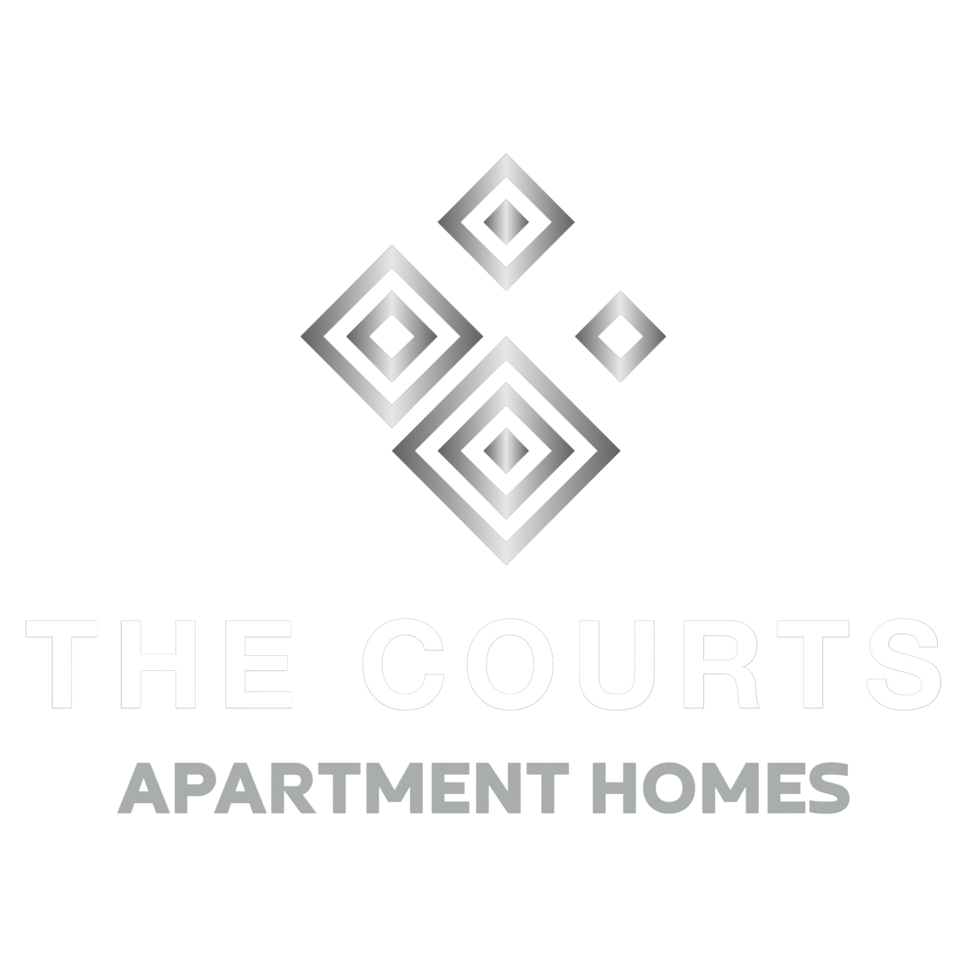 Tile Courts Apartment Homes logo: Silver geometric diamond shapes above the text.