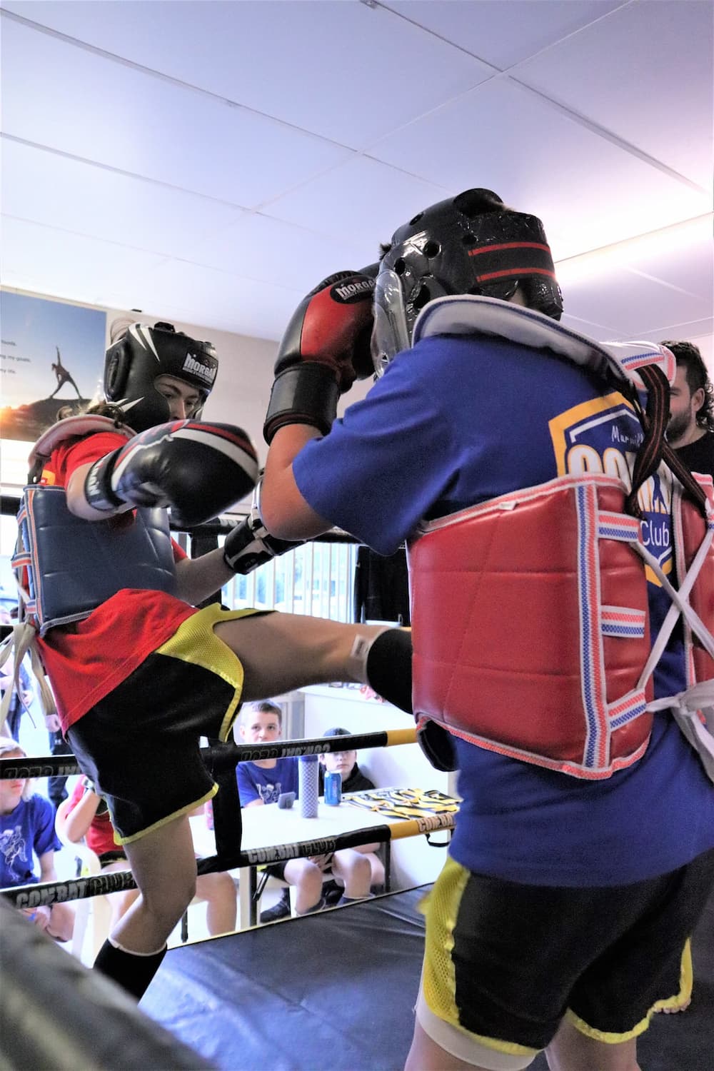 Boy Kicking His Sparring Partner — Murwillumbah Combat Club in Murwillumbah, NSW
