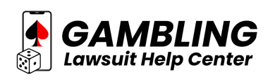 Gambling Lawsuit Help Center logo with a die, spade, and phone icon in black and red
