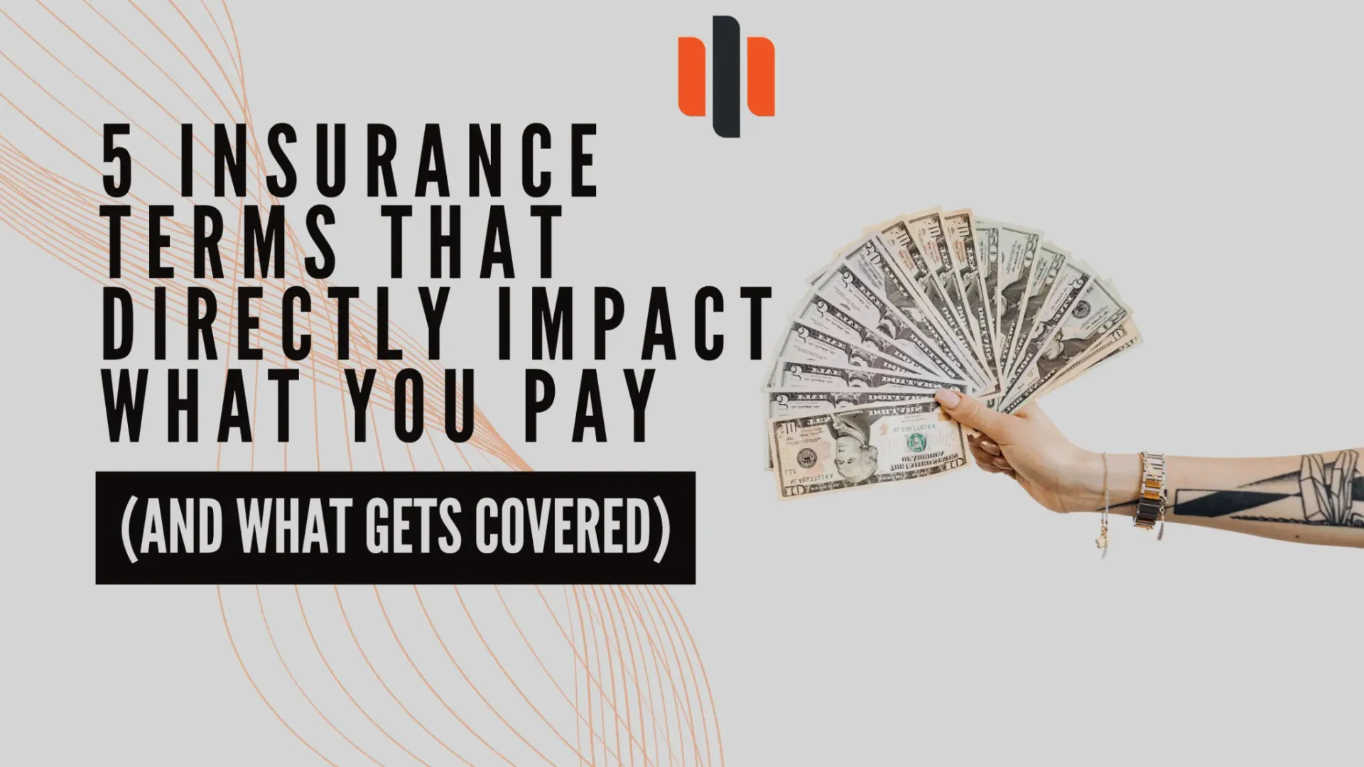 Text overlay on a hand holding cash with