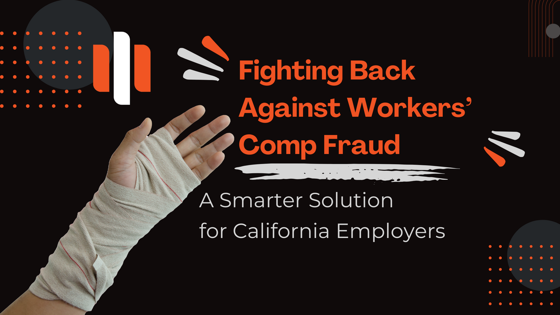 Hand wrapped in a bandage, text: