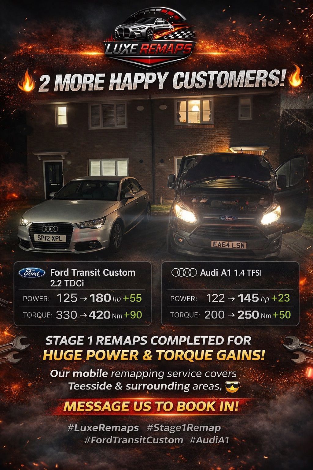 Mobile stage 1 remap on ford transit van in teesside by luxe remaps improving power. torque and fuel efficiency