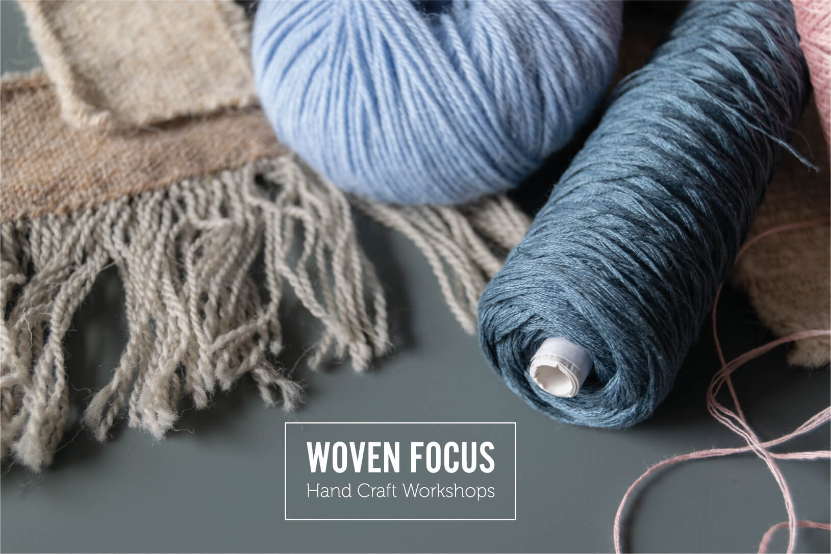 Woven Focus photography of wool stacks, designed by MooksGoo
