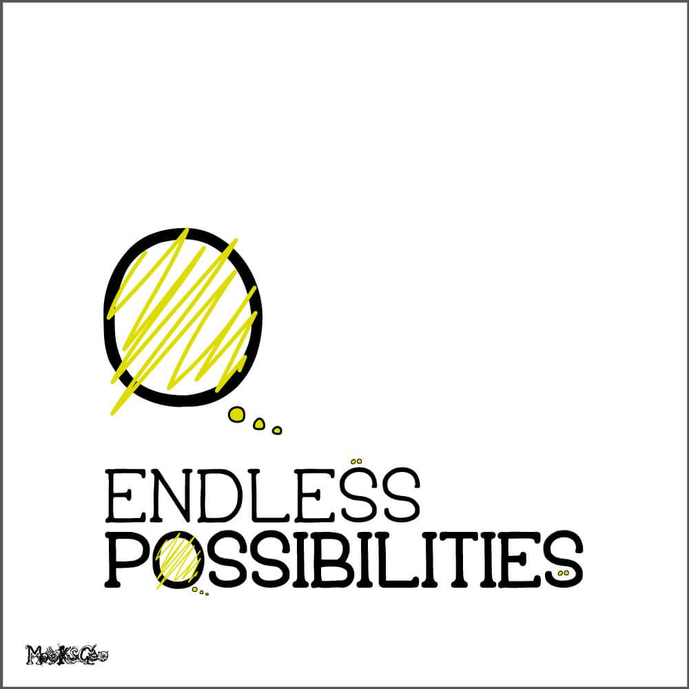 A logo for a blog called Endless Possibilities, who created a place where people can learn from his overcoming addiction journey. Logo designed by MooksGoo