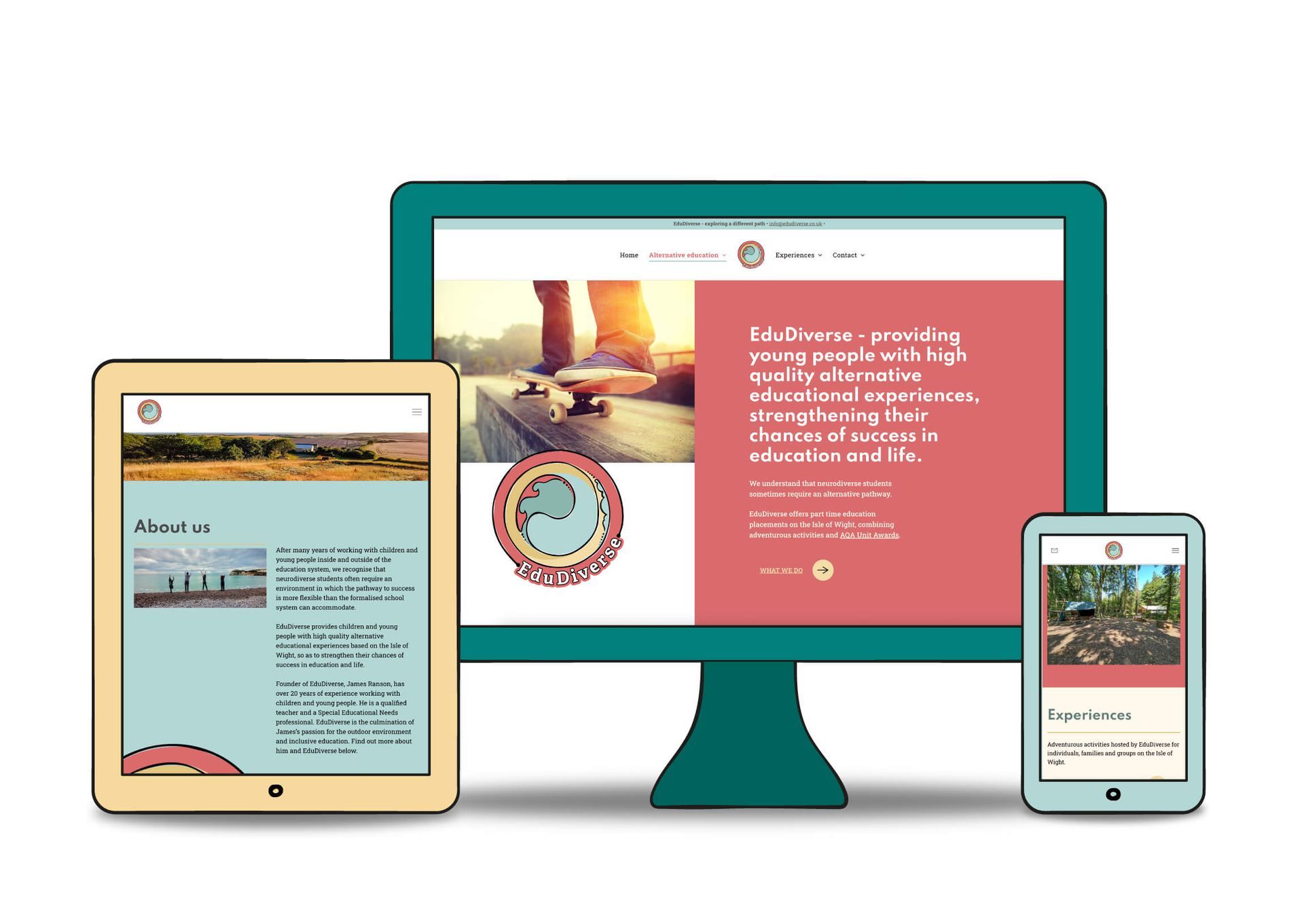 responsive website design for ipad, mac computer and phone for Edudiverse, designed by MooksGoo