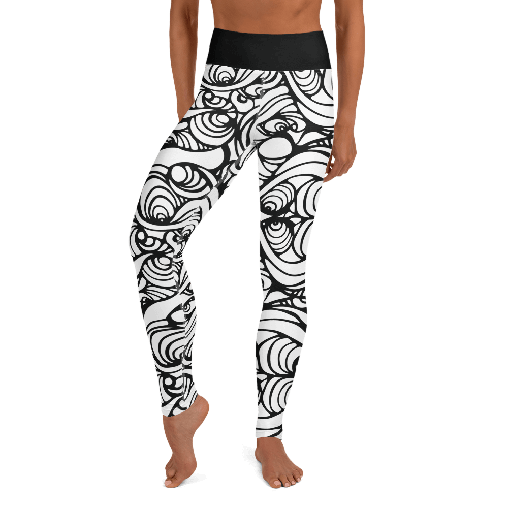 Black and white quirky workout leggings from designer MooksGoo