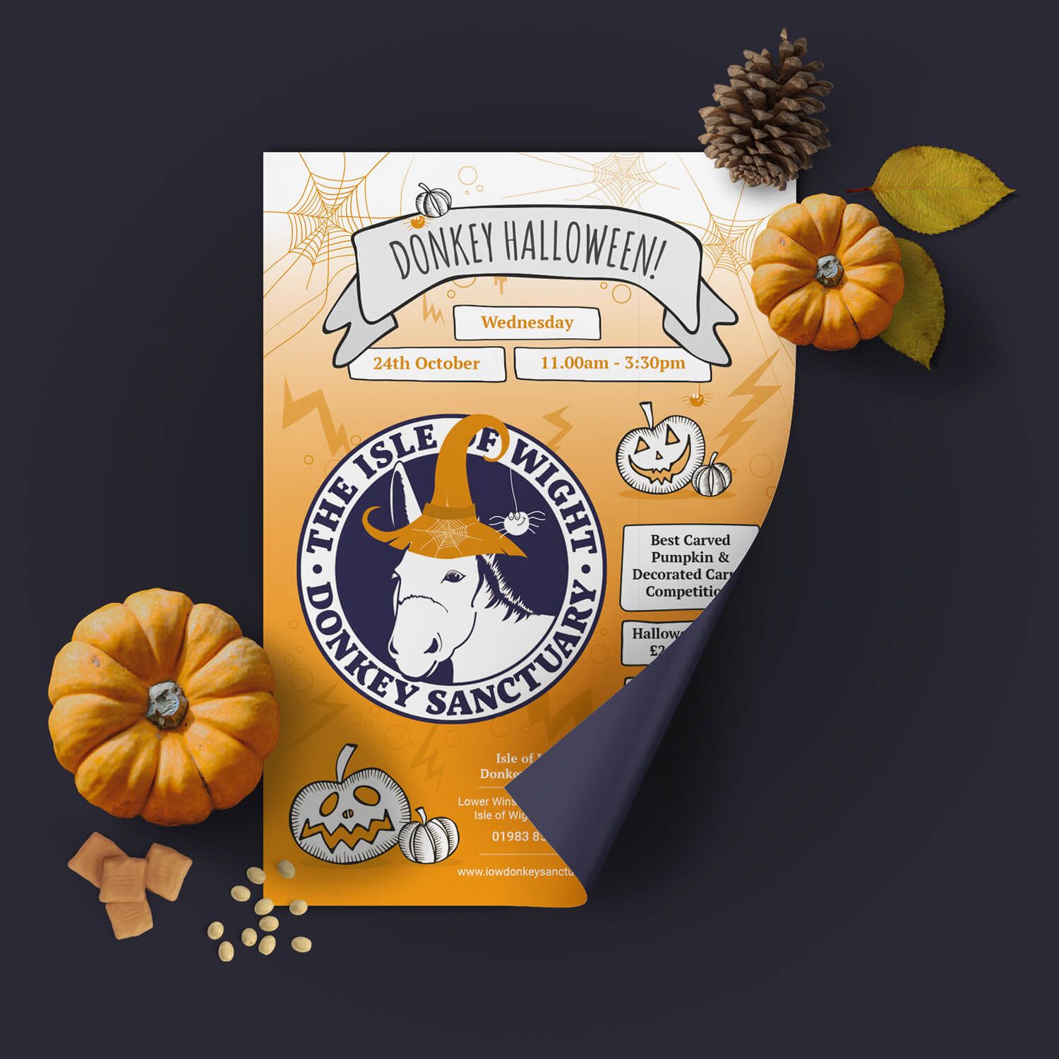 Halloween poster for the Isle of Wight Donkey Sanctuary, designed by MooksGoo