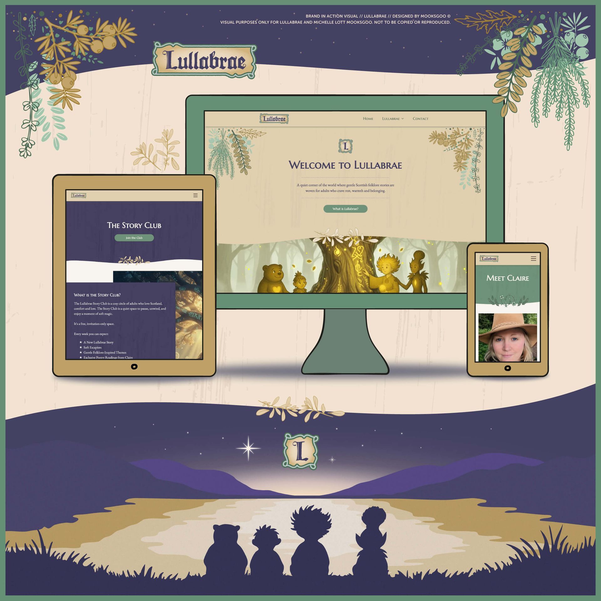 Website development, design and illustration for Lullabrae, designed by MooksGoo