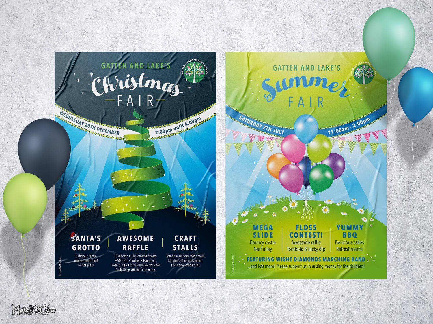 Bright and fun posters for a school fair, designed by MooksGoo