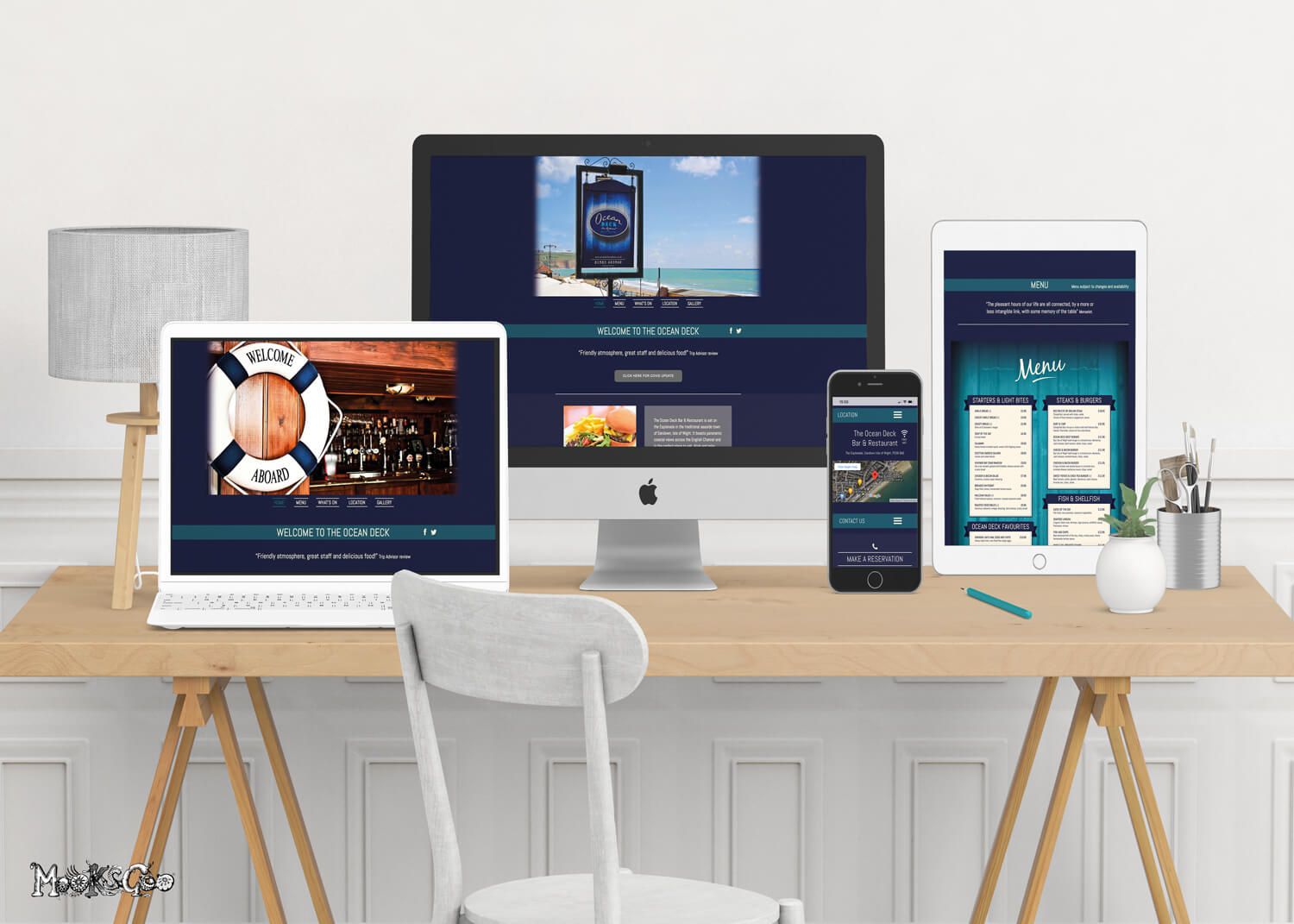 Responsive restaurant and pub website for the Ocean Deck, Sandown, Isle of Wight, designed by MooksGoo