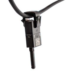 Black device clipped to a black cable, with an antenna extending downward.