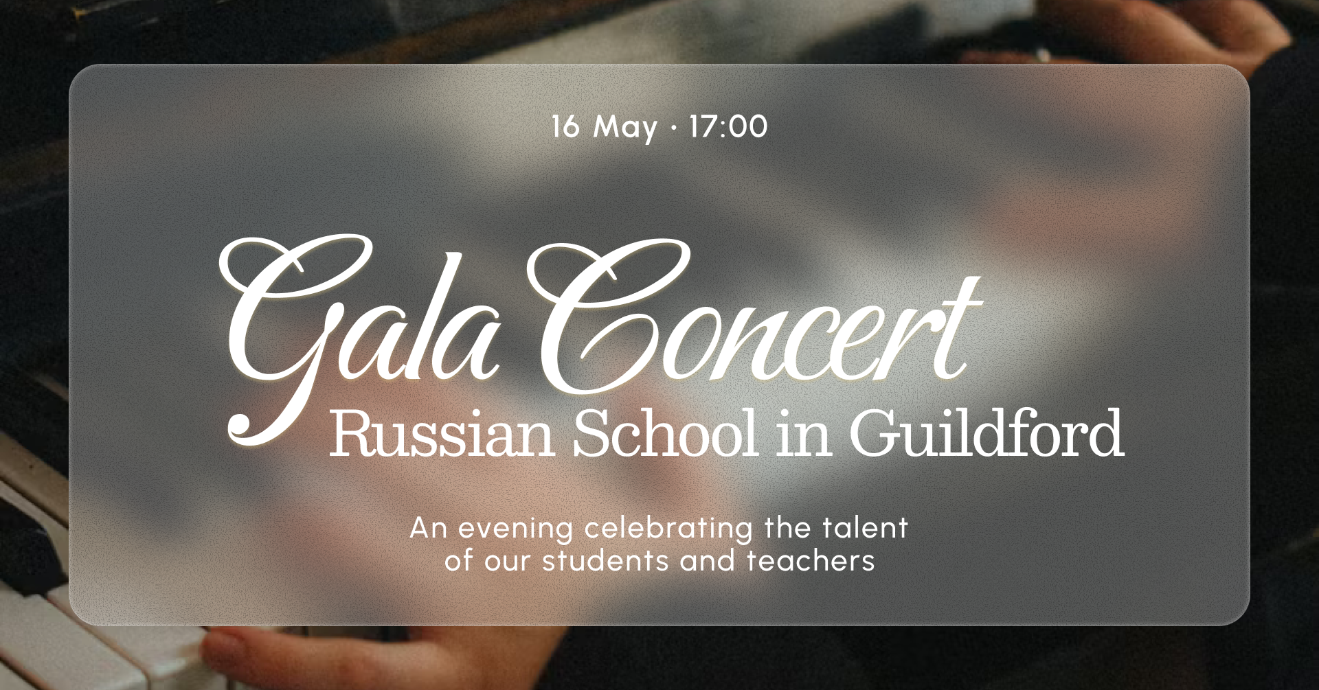 Hero image with concert details - 16 MAY 5 PM Rydes Hill House