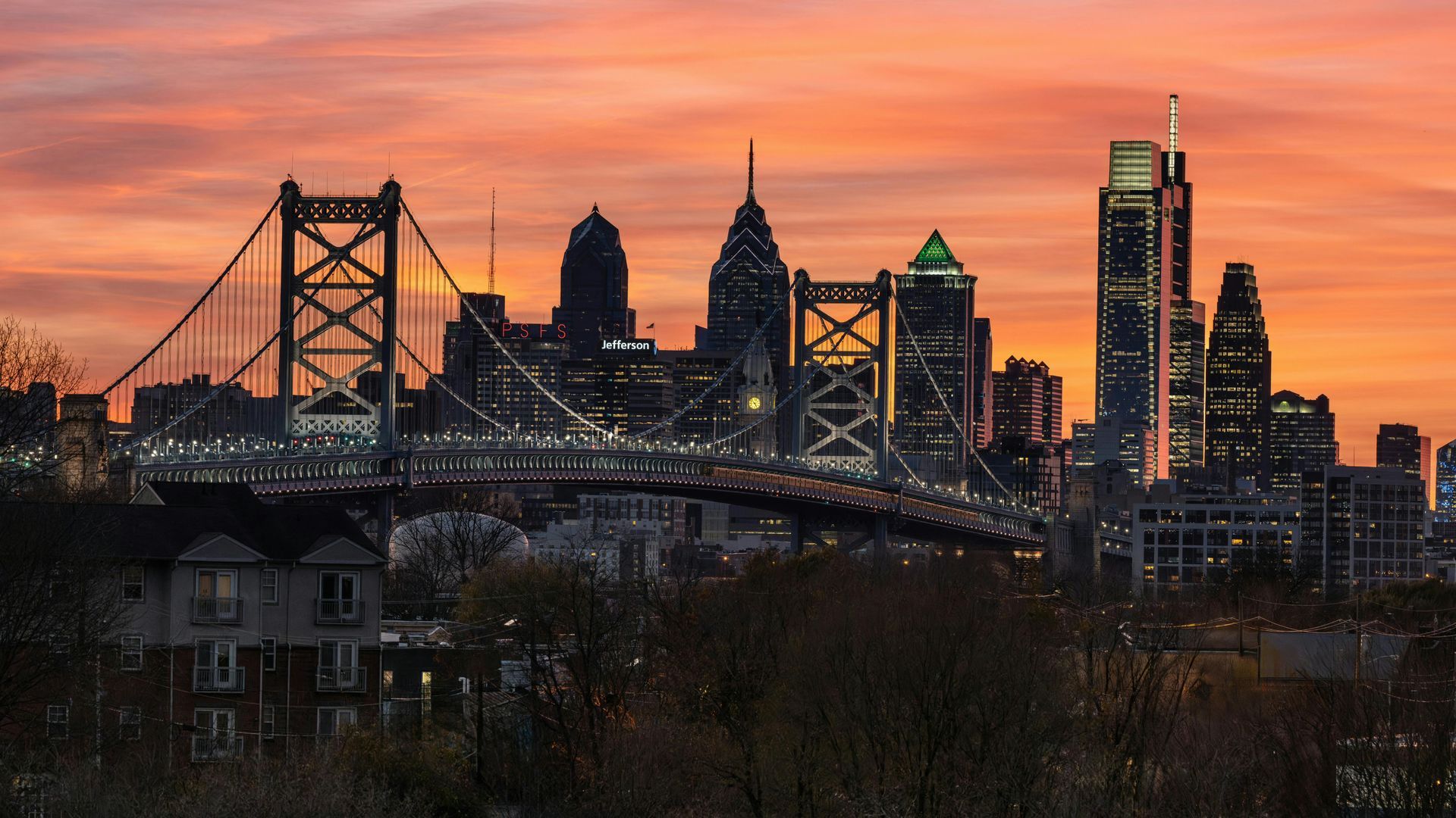 east coast city skyline during sunset