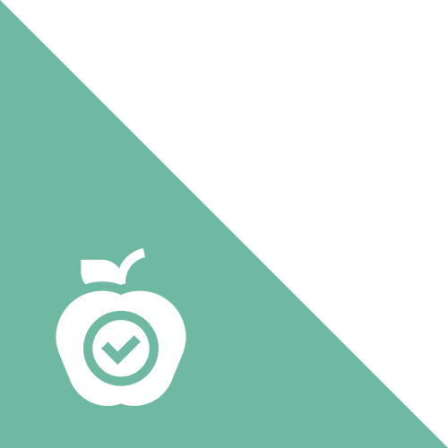 An apple with a check mark on it