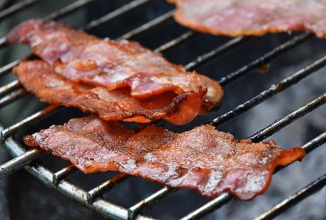 grilled bacon on the grill