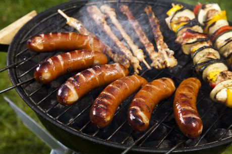 a grilled sausage and kebab