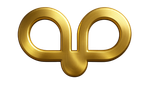 Gold-colored logo featuring two circles connected by a vertical line with a downward-pointing teardrop shape at the bottom.