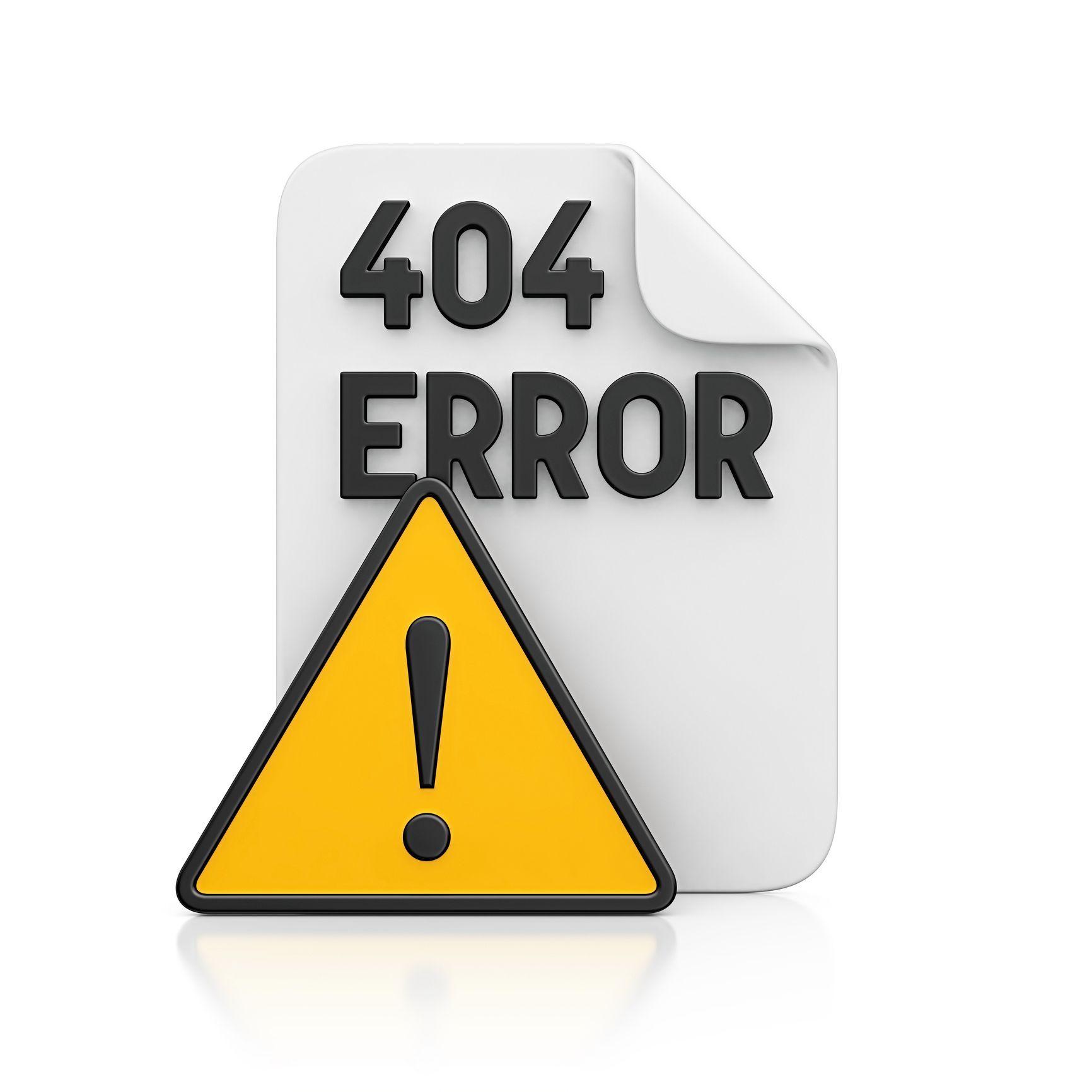 Yellow warning triangle with exclamation point in front of a document with 