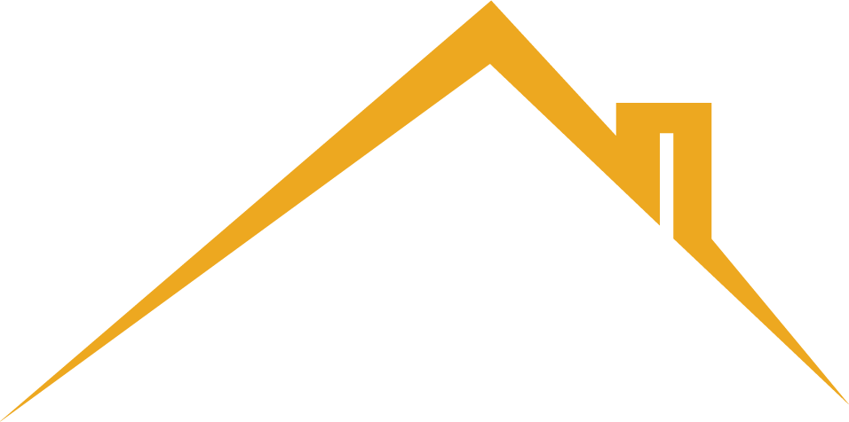 Gold-colored house roof graphic against a white background.