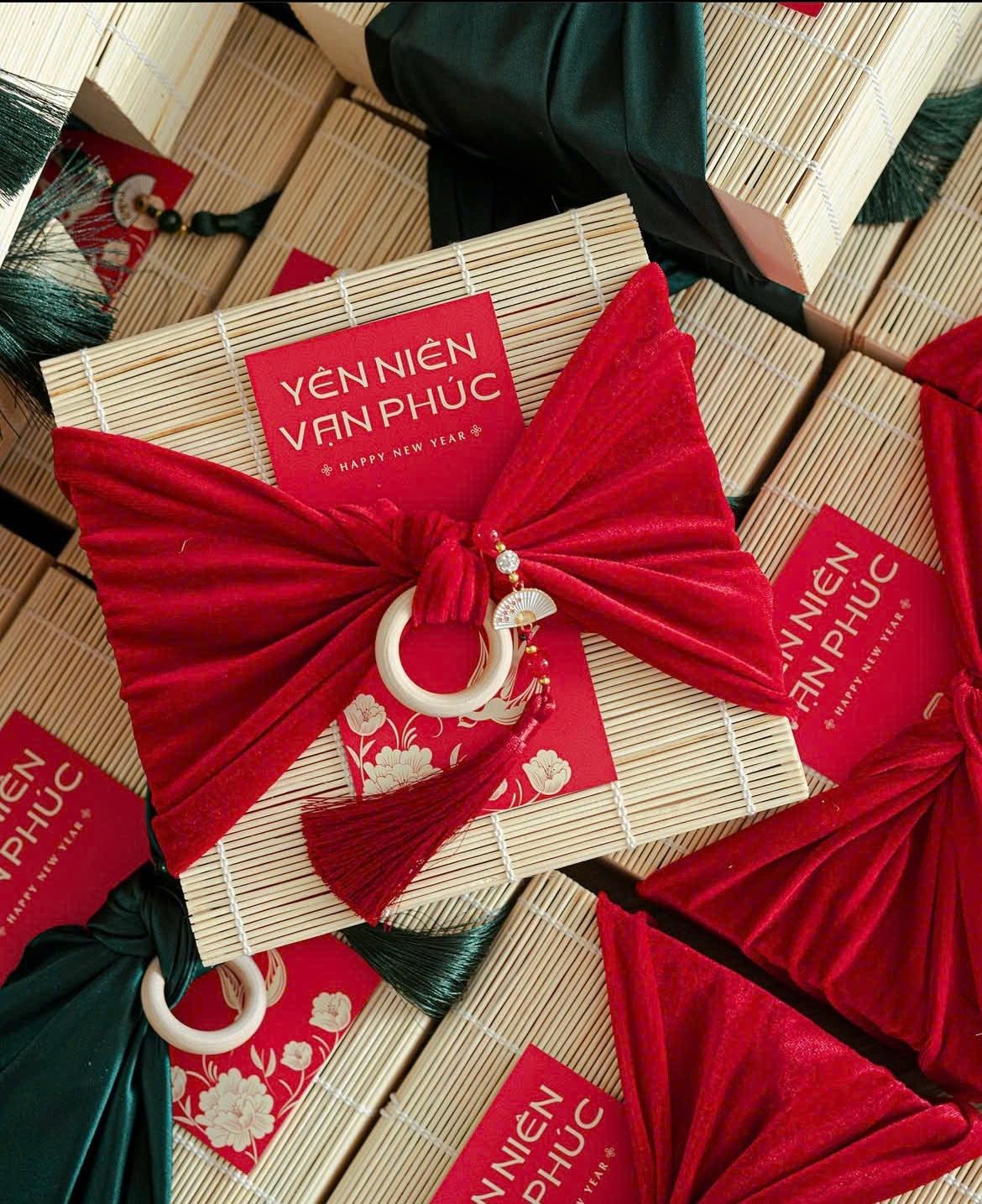 Handwoven Square Gift Box with Ribbon