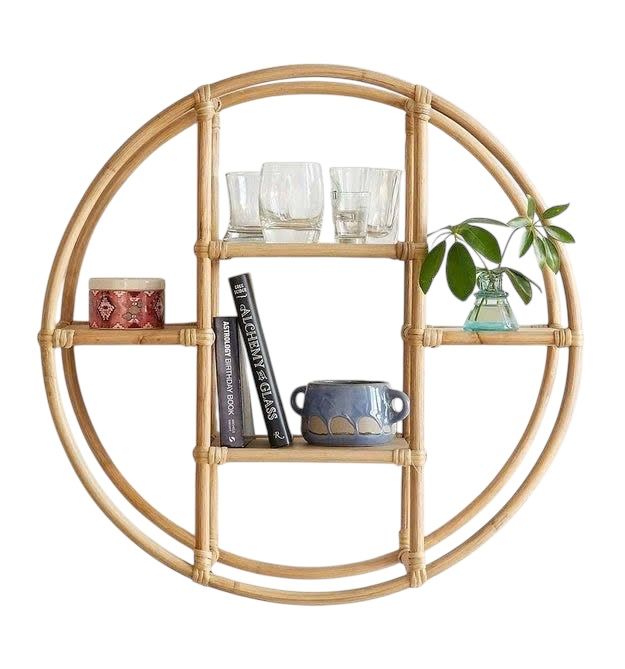 Circular Rattan shelf, furniture