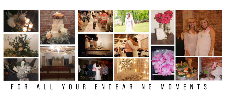 Collage of wedding and floral photos with the text “FOR ALL YOUR ENDEARING MOMENTS”