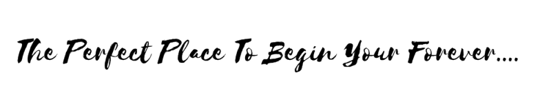 Text reading “The Perfect Place To Begin your Forever…” in black script on a white background