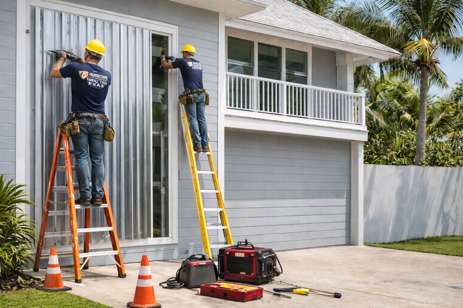Two windows with green shutters on an orange building.