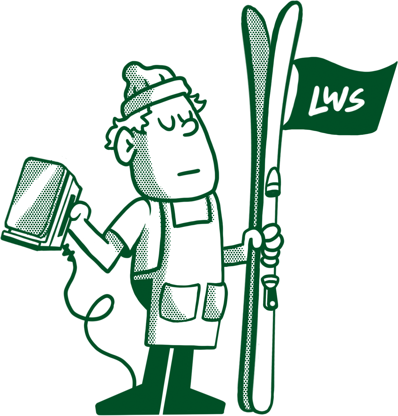 caddy holding flag and wax iron