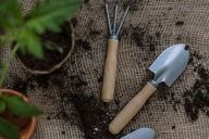 Small shovel and rack for gardening plants