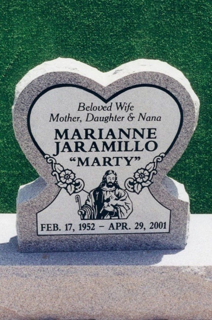 Heart shaped headstone marker