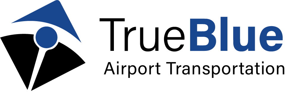 true blue airport transportation logo