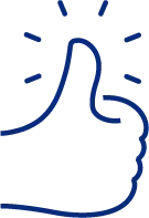 Thumbs up gesture with radiating lines.