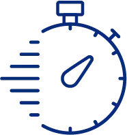 Blue stopwatch with lines indicating movement, time passing.