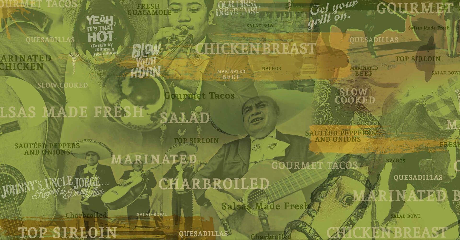 A collage of images of chicken breasts and a man in a tuxedo