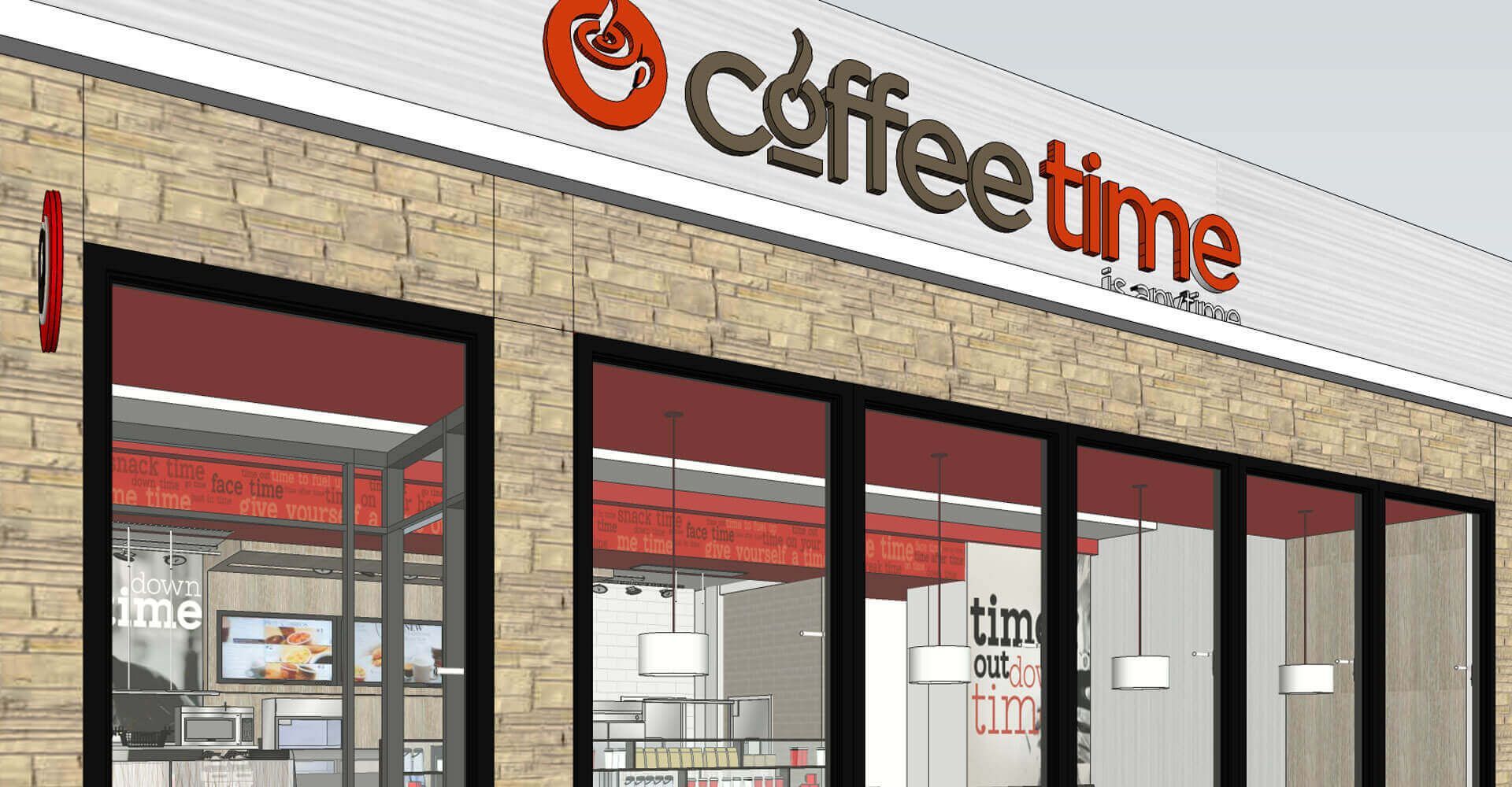 An artist 's impression of a coffee time store