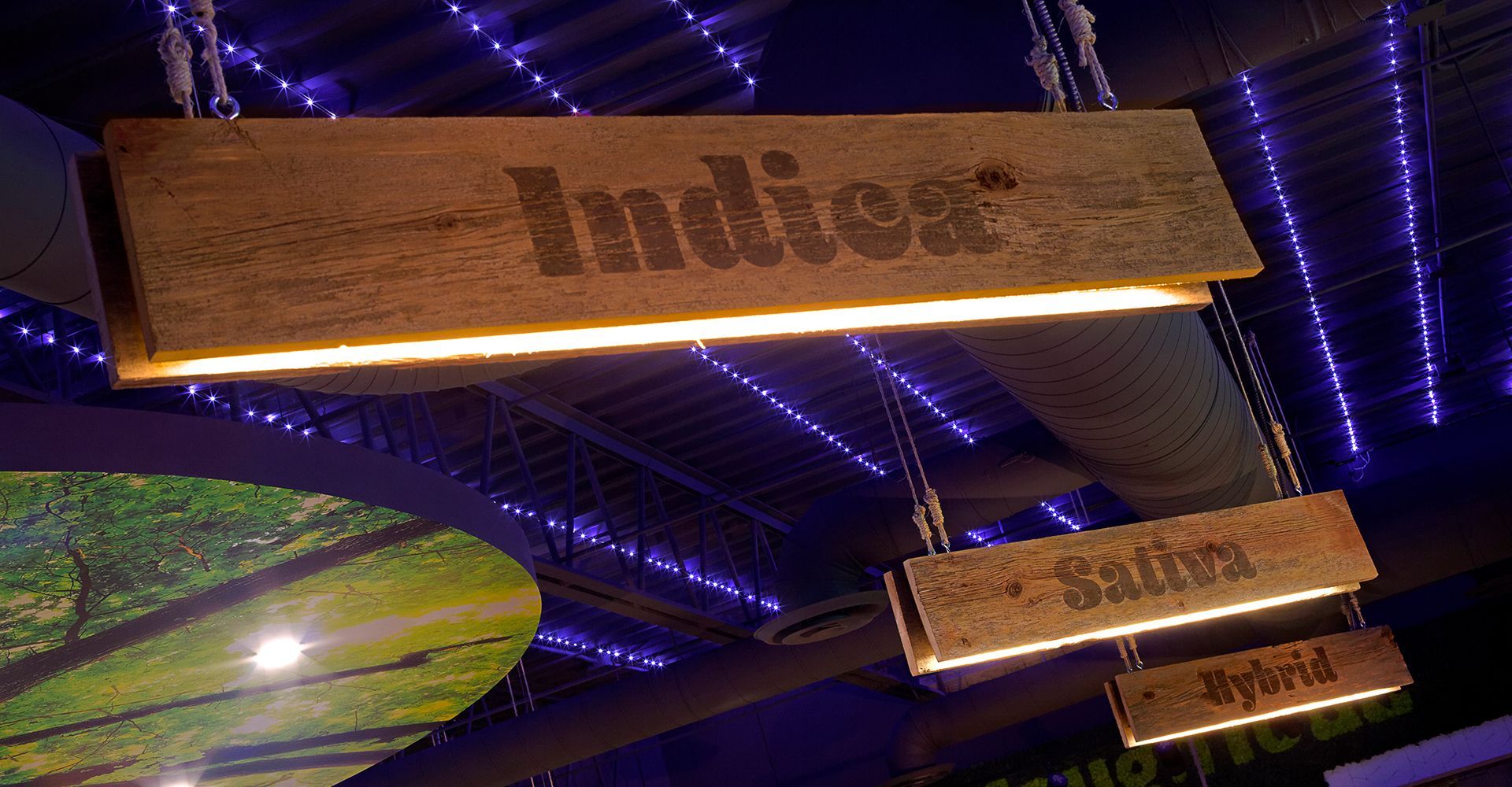 A wooden sign with the word indica written on it