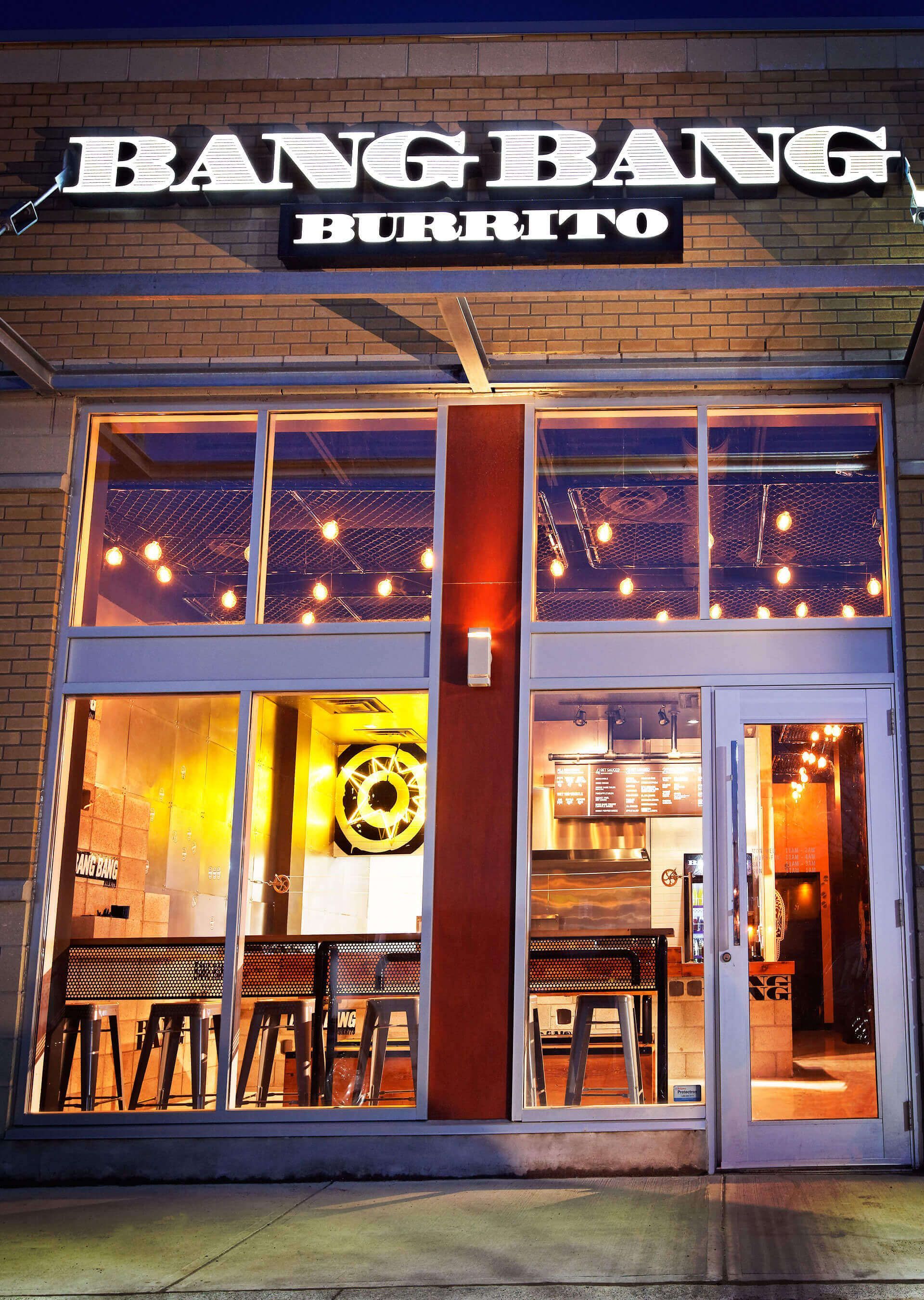 The front of a restaurant called bangbang burrito