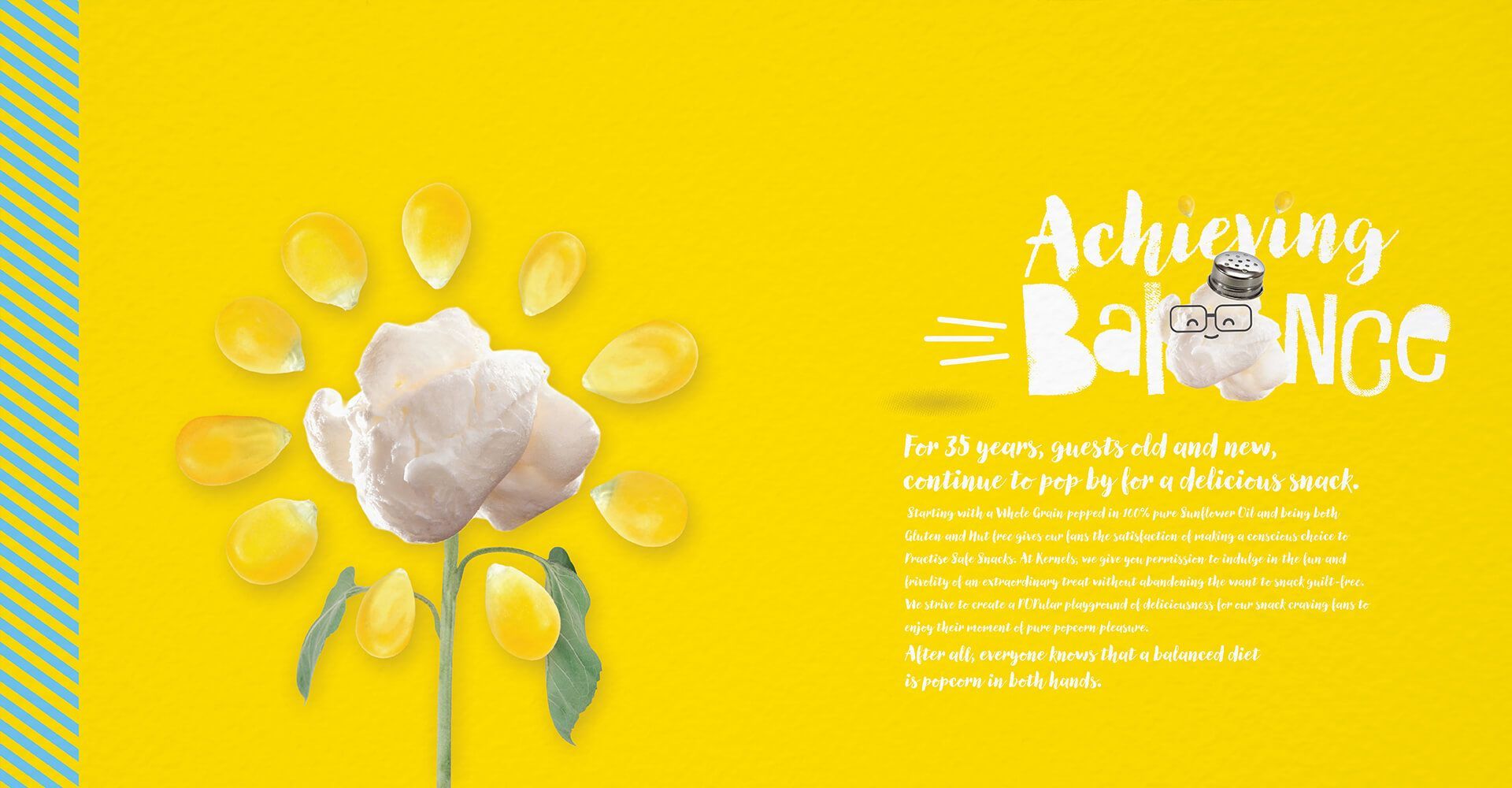 A white flower is surrounded by yellow petals on a yellow background.