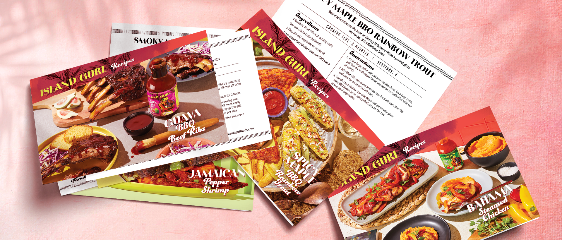 A bunch of cards with pictures of food on them