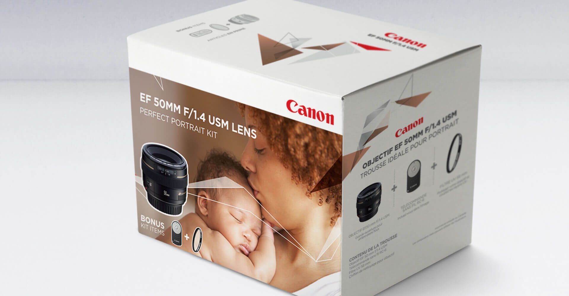 A white box with a picture of a woman and a baby on it