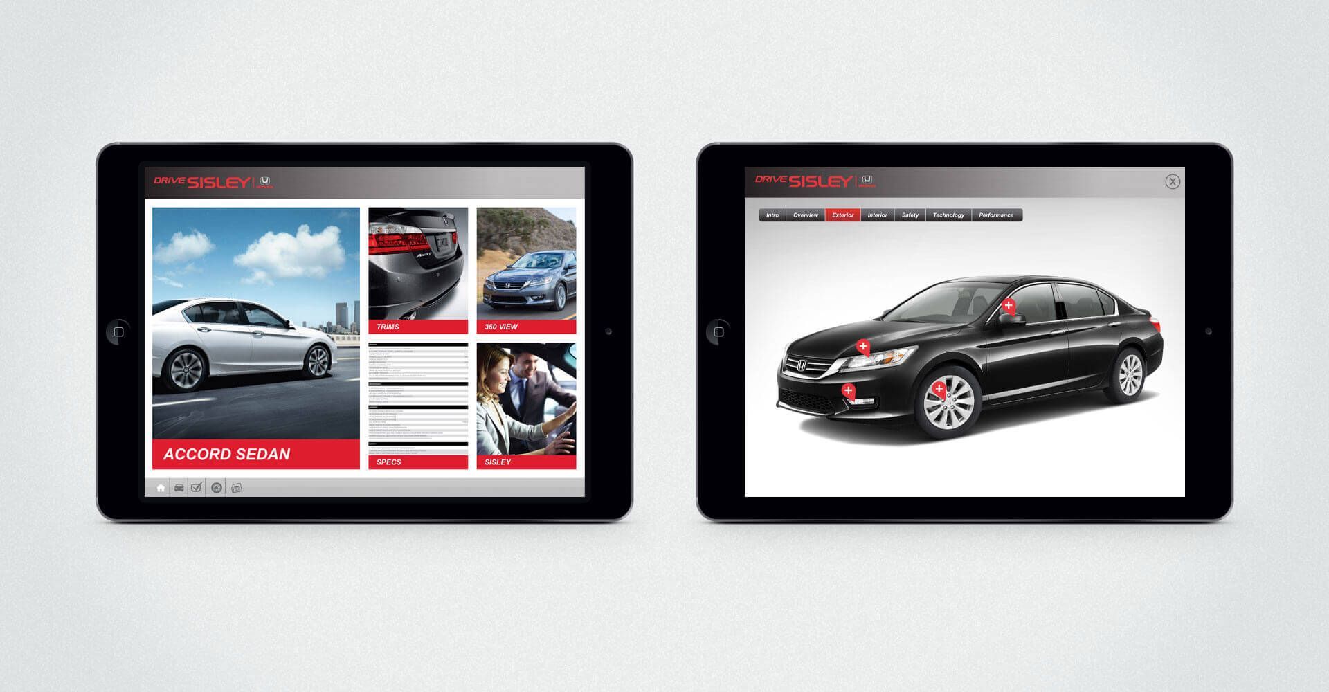 Two tablets with a picture of a car on them