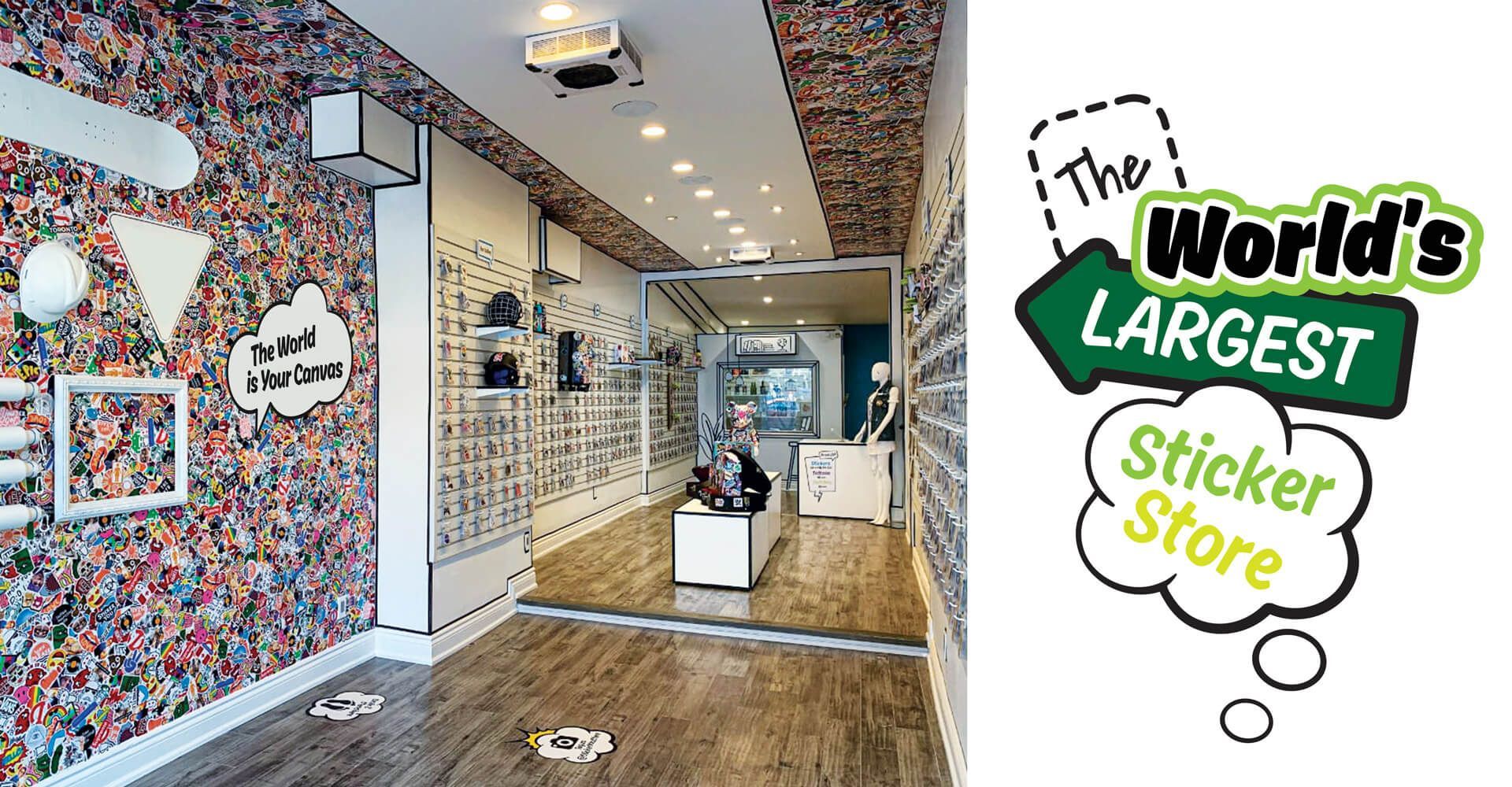 A picture of the world 's largest sticker store