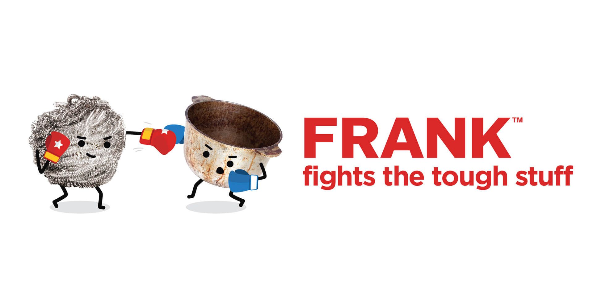 A logo for frank fights the tough stuff with two cartoon characters fighting each other.