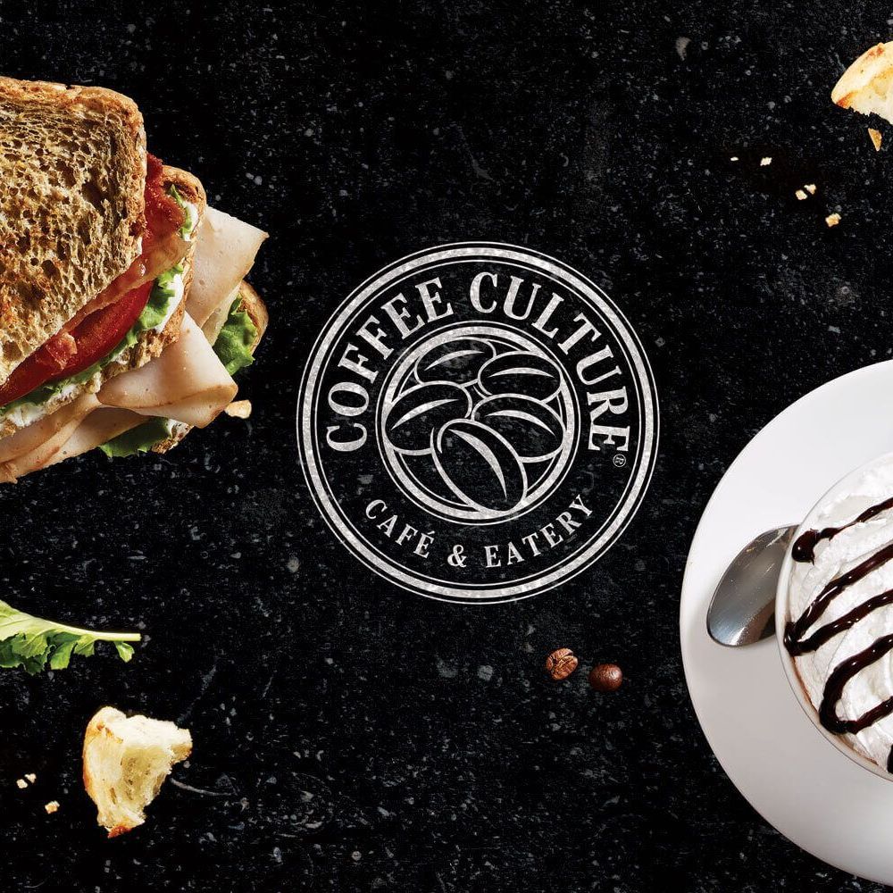 A sandwich and a cup of coffee from the coffee culture cafe and eatery