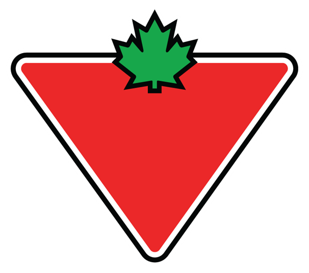 A red triangle with a green maple leaf on it