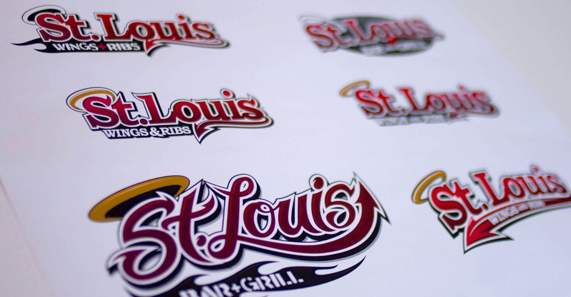 A bunch of st. louis logos on a white background
