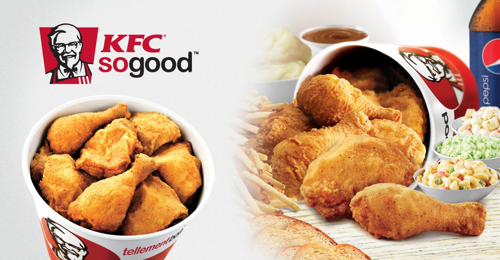 A bowl of fried chicken next to a bucket of fried chicken